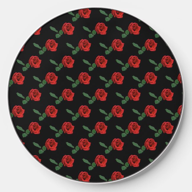 Red Rose Flowers Pattern Wireless Charger