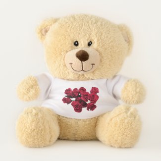 Red Rose Flowers Teddy Bear