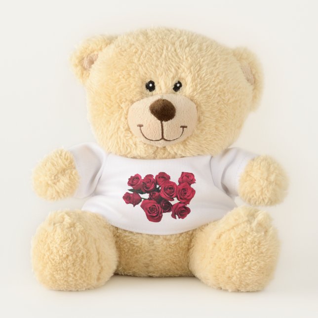 Red Rose Flowers Teddy Bear (Front)