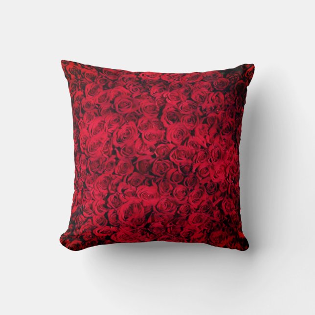 Red Rose Flowers Throw Pillow (Front)