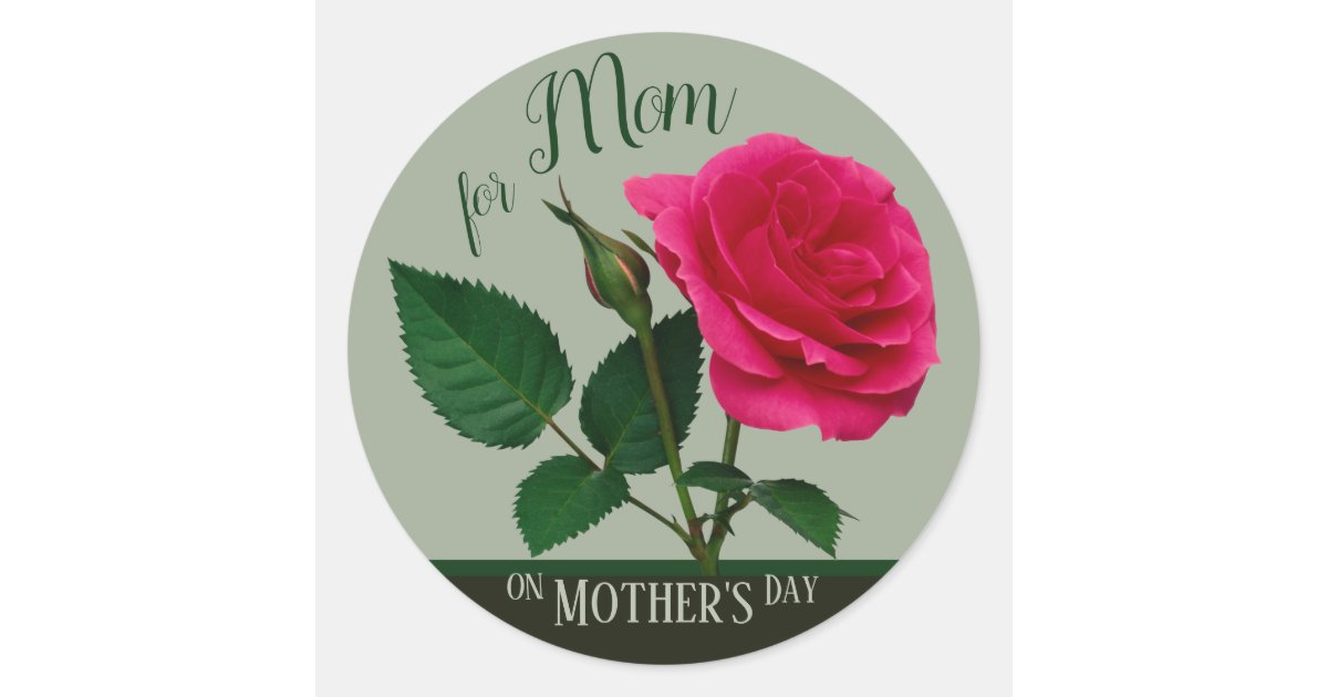 Red rose For Mom on Mother's Day CC1099 Classic Round Sticker Zazzle