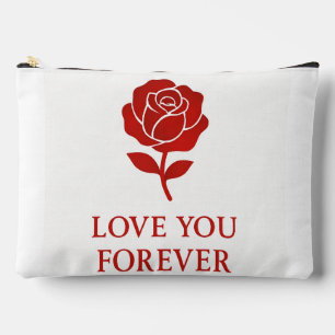 Red Rose Forever Message Soft Romantic Valentine Accessory Pouch