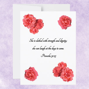 Red Rose Frame Custom Bible Verse Proverbs 31:25  Postcard