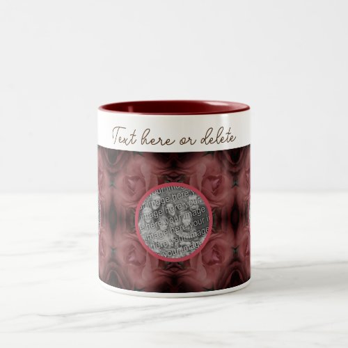 Red Rose Frame Personalized Add Your Photo  Two_Tone Coffee Mug