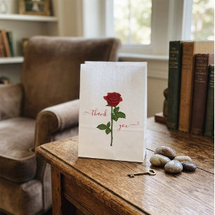 Red Rose Funeral Favor Bag with “Thank You”