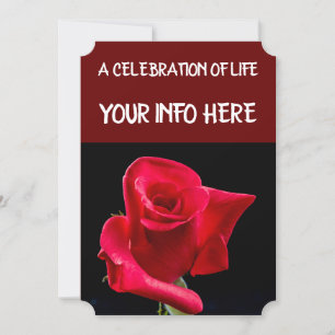 RED ROSE FUNERAL PRAYER CARDS, RED ROSE INVITATION