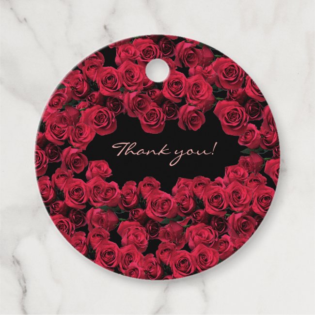 Red Rose Garden Flower Thank You Floral Favor Tags