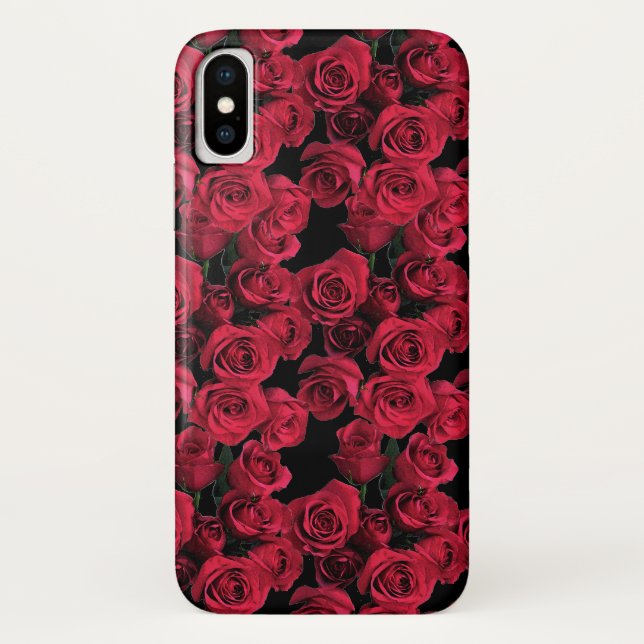 Red Rose Garden Flowers Floral iPhone X Case (Back)