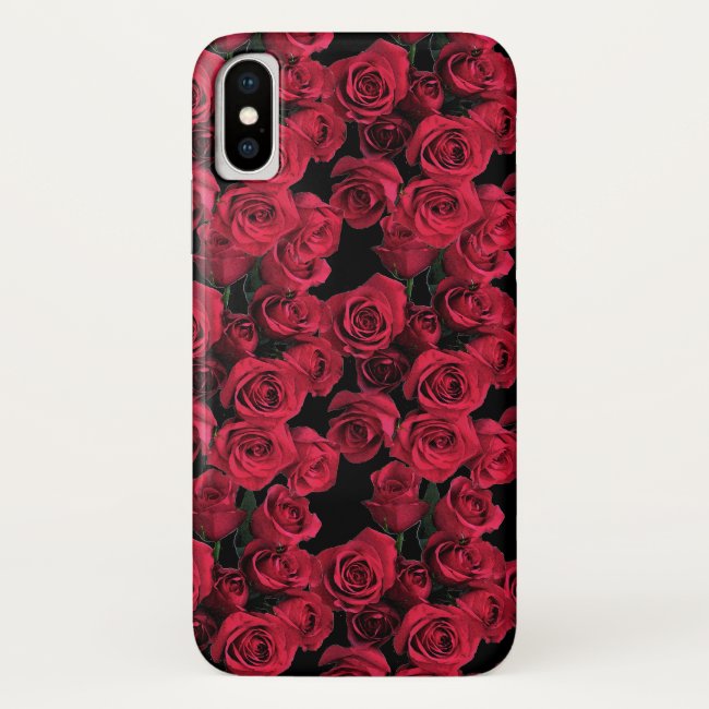 Red Rose Garden Flowers Floral iPhone X Case