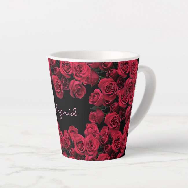 Red Rose Garden Flowers Latte Mug