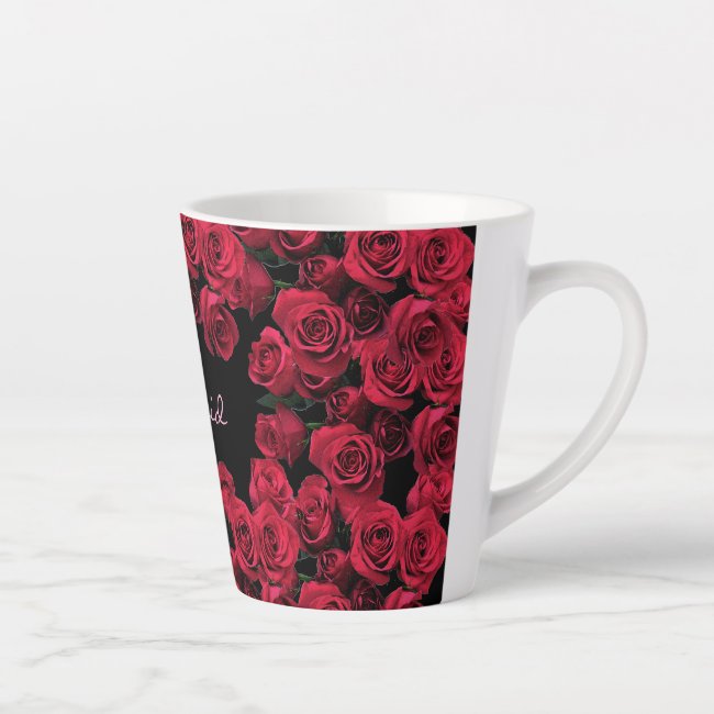 Red Rose Garden Flowers Latte Mug