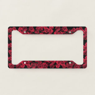 Red Rose Garden Flowers License Plate Frame