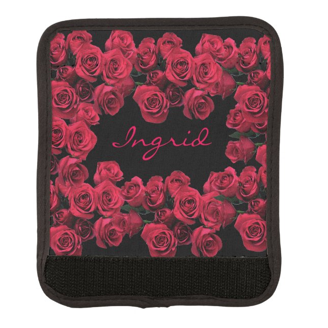 Red Rose Garden Flowers Luggage Handle Wrap (Front)