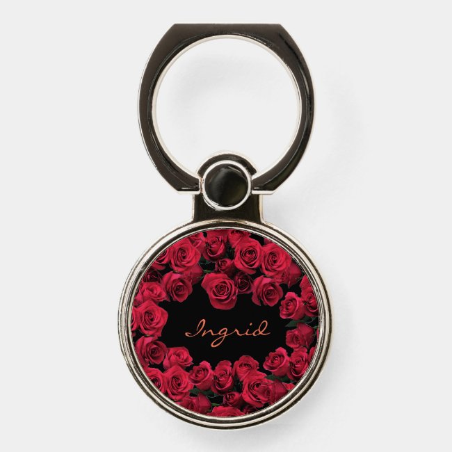 Red Rose Garden Flowers Phone Ring Holder
