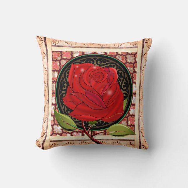 Red Rose Garden Pillow (Front)