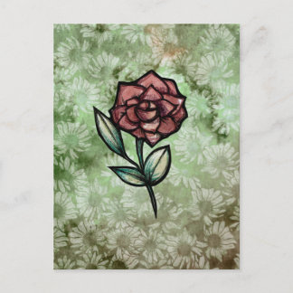 Red Rose Gardening Art roses garden flowers        Postcard