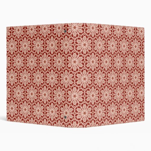 Red rose geometric flowers like stained glass 3 ring binder