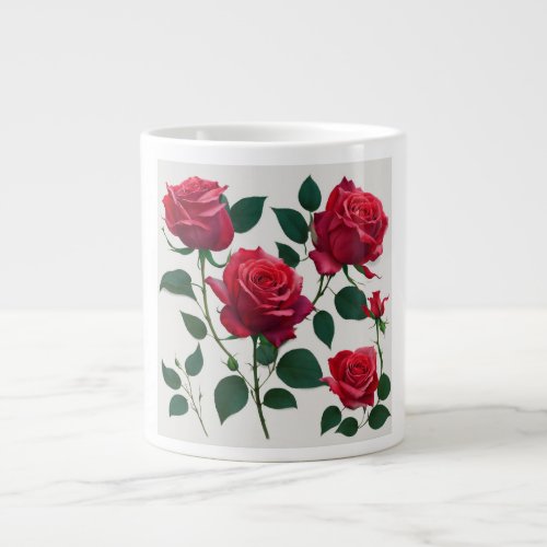 Red rose giant coffee mug