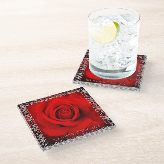Red Rose [Glass Coaster] Glass Coaster (Angled)