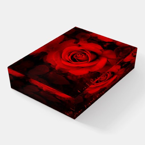 Red Rose Glass Paper Weight Paperweight