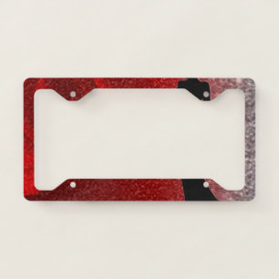 Red Rose Glitter & Female Silhouette License Plate Frame