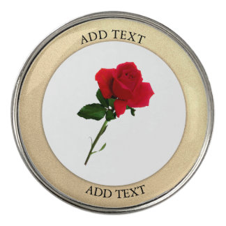 Red Rose Gold Boarder Golf Ball Marker