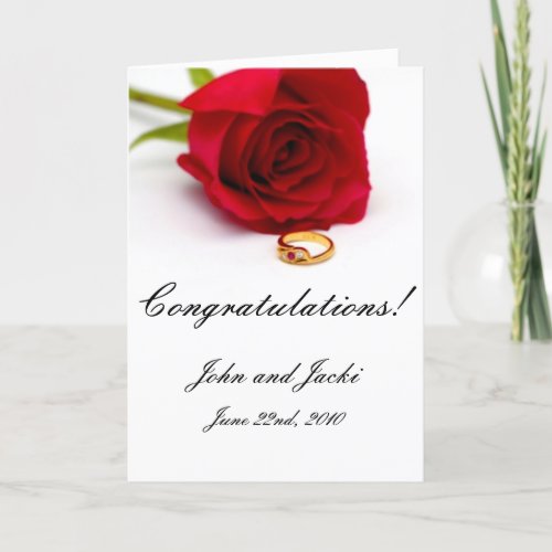 Red Rose  Gold Diamond Ring Card