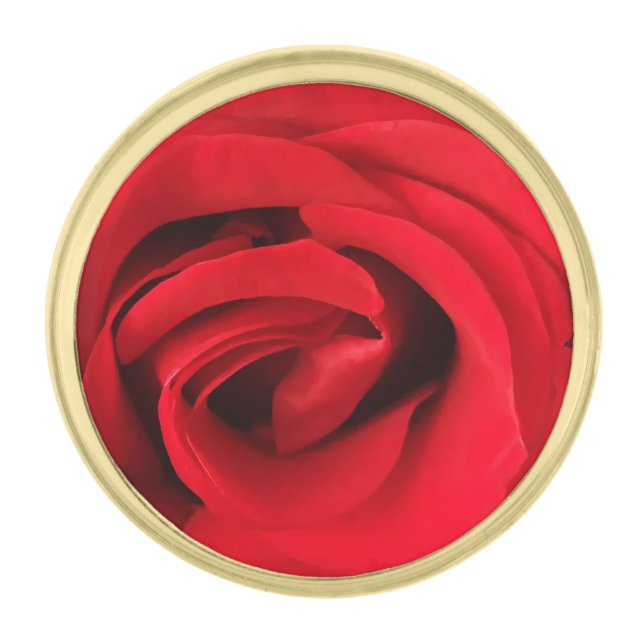 Red Rose Gold Finish Lapel Pin (Front)