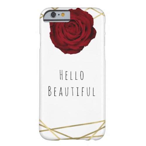 Red Rose  Gold Lines Floral Geometric Glam Chic Barely There iPhone 6 Case