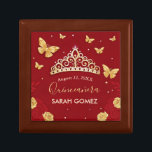 Red Rose Gold Quinceanera  Gift Box<br><div class="desc">This beautiful wooden gift box adds a touch of natural elegance to any present. Crafted with care,  it's perfect for presenting small gifts,  keepsakes,  or delicate items. Personalize it further by adding a name,  date,  or special message to make your gift truly unforgettable.</div>