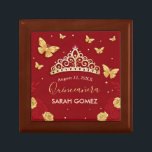 Red Rose Gold Quinceanera  Gift Box<br><div class="desc">This beautiful wooden gift box adds a touch of natural elegance to any present. Crafted with care,  it's perfect for presenting small gifts,  keepsakes,  or delicate items. Personalize it further by adding a name,  date,  or special message to make your gift truly unforgettable.</div>