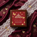 Red Rose Gold Quinceanera  Gift Box<br><div class="desc">This beautiful wooden gift box adds a touch of natural elegance to any present. Crafted with care,  it's perfect for presenting small gifts,  keepsakes,  or delicate items. Personalize it further by adding a name,  date,  or special message to make your gift truly unforgettable.</div>