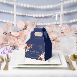 Red Rose & Gold Watercolor Floral V2 Favor Boxes