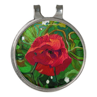 RED ROSE GOLF HAT CLIP