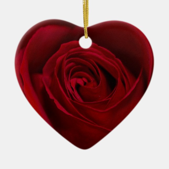 Red Rose Gorgeous Ceramic Ornament (Front)