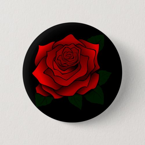 Red Rose Goth Art Button