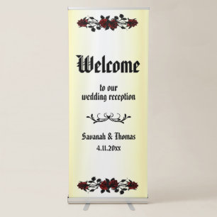 Red Rose Goth Yellow Iron Gate Reception Welcome Retractable Banner