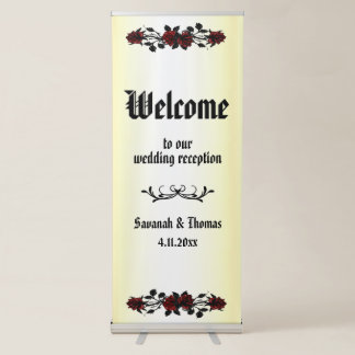 Red Rose Goth Yellow Iron Gate Reception Welcome Retractable Banner