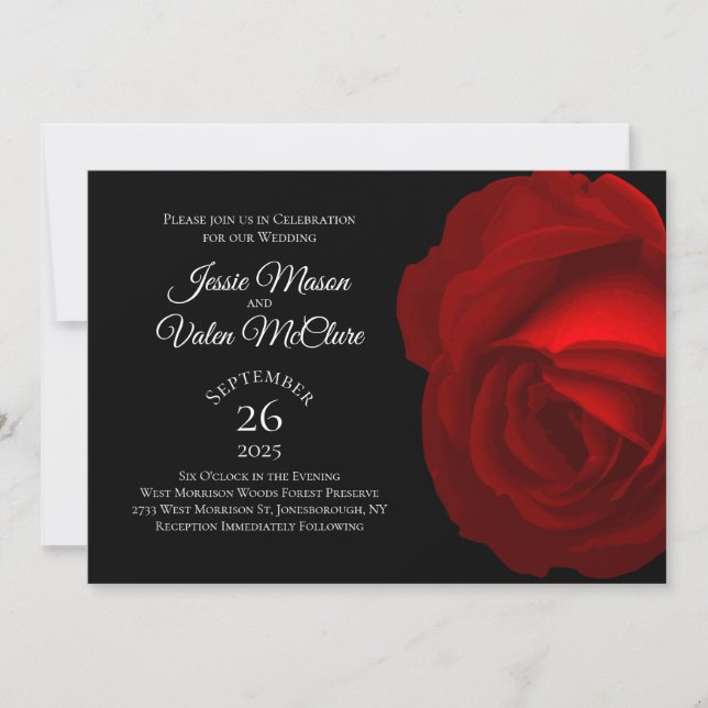 Red Rose Gothic Elegant Wedding Invitation (Front)
