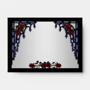 Red Rose Gothic Framed with Monogram Back  Envelope