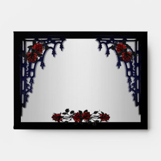 Red Rose Gothic Framed with Monogram Back Envelope
