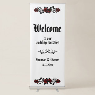Red Rose Gothic Iron Gate Reception Welcome Retractable Banner