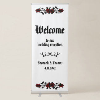 Red Rose Gothic Iron Gate Reception Welcome Retractable Banner