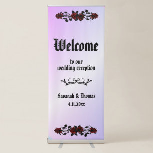  Red Rose Gothic Purple Wedding Suite Retractable Banner