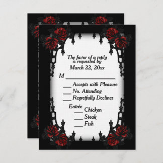 Red Rose Gothic RSVP White Menu Choice