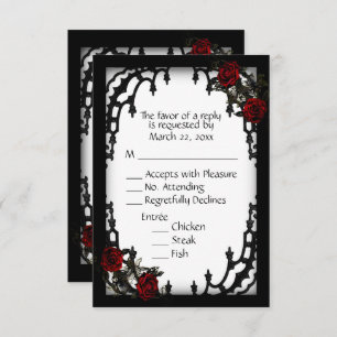 Red Rose Gothic RSVP White Menu Choice