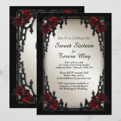 Red Rose Gothic Sweet Sixteen Iron Gate Gold