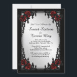 Red Rose Gothic Sweet Sixteen Iron Gate Invitation<br><div class="desc">Beautiful deep red rose with names and date.  

Please triple check your text before the final purchase</div>