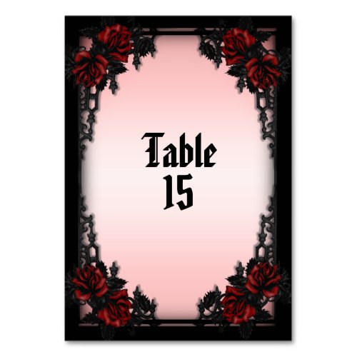 Red Rose Gothic Table Number