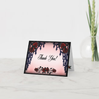 Red Rose Gothic Thank You Blank Inside